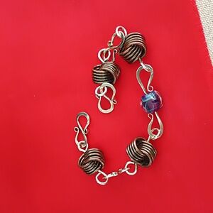 925 Sterling Silver and copper knots bracelet